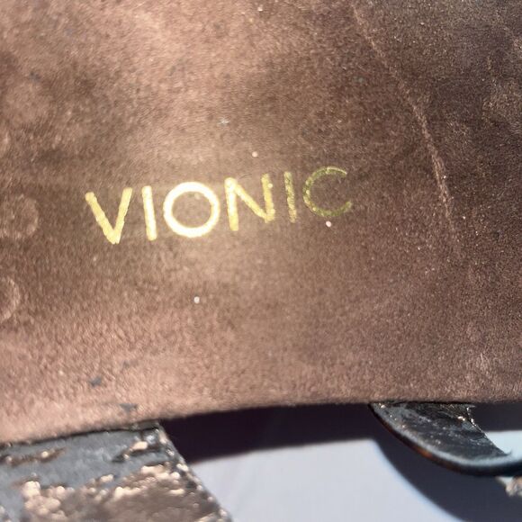 Vionic Brown Amber Tortoise Strappy Sandals Adjustable Orthopedic Woman's Size 8 - Picture 6 of 13